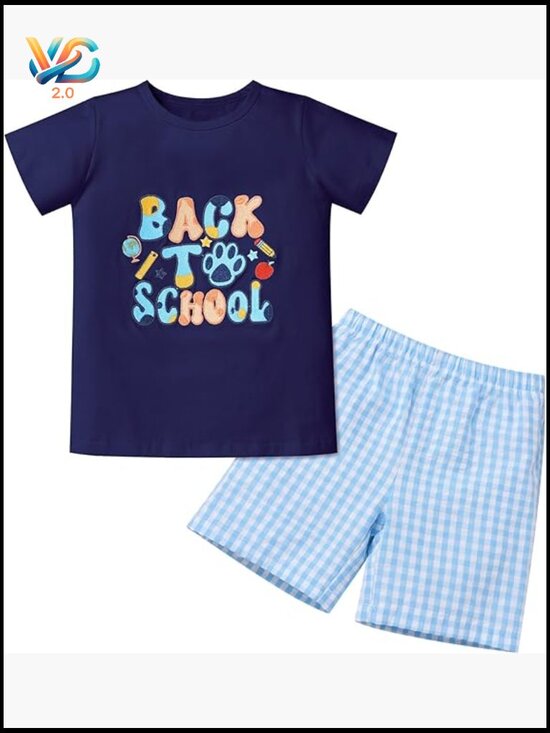 Other - Toddler Boys Back to School Top with Shorts Embroidered School Bus Outfit